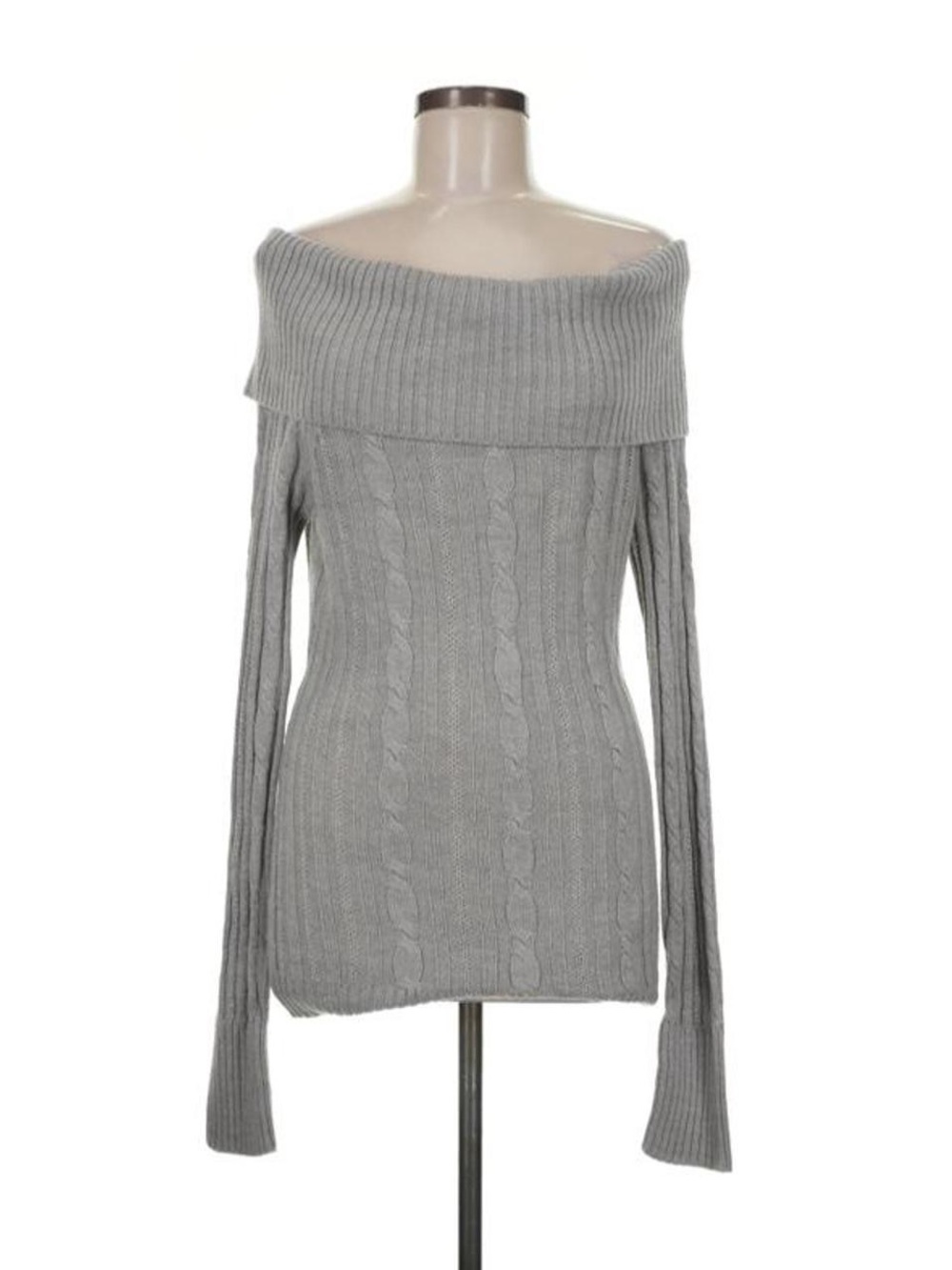 Off-Shoulder Cable Knit Sweater